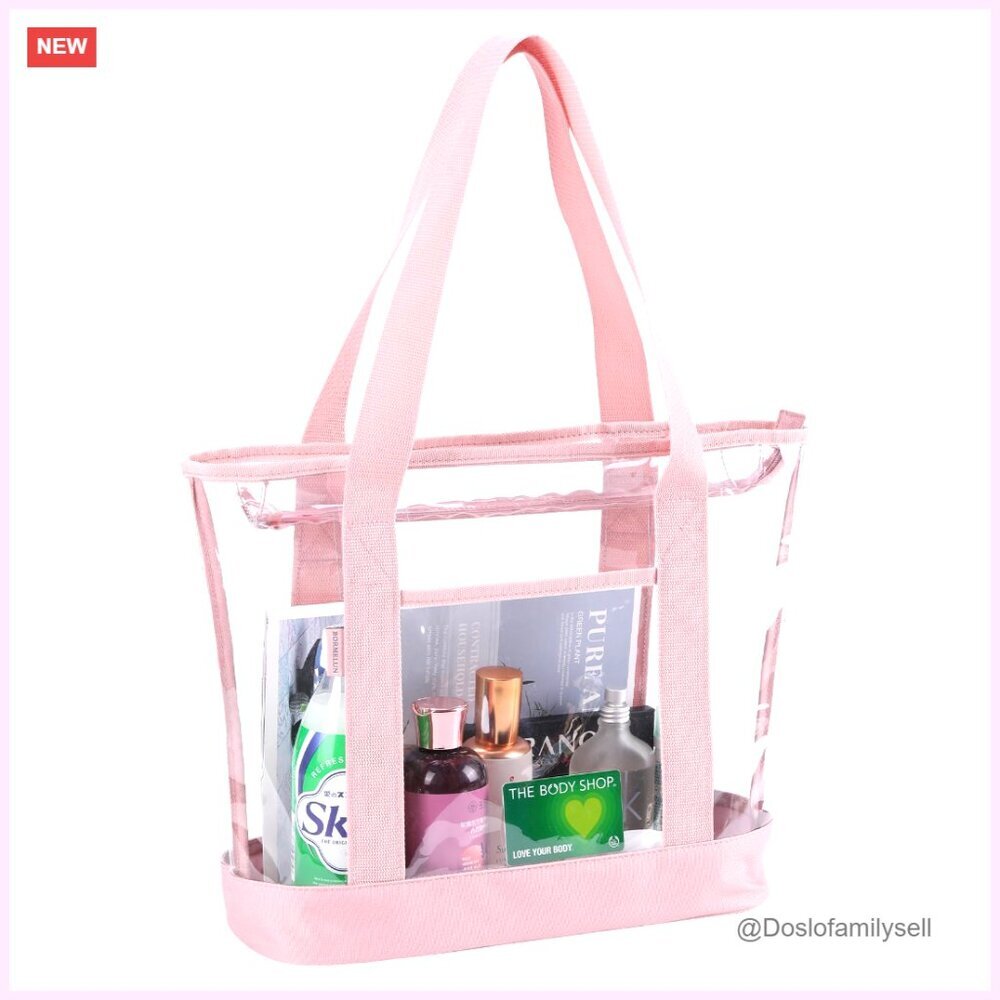 Clear Tote Bag with Zipper for Work, Durable Plastic